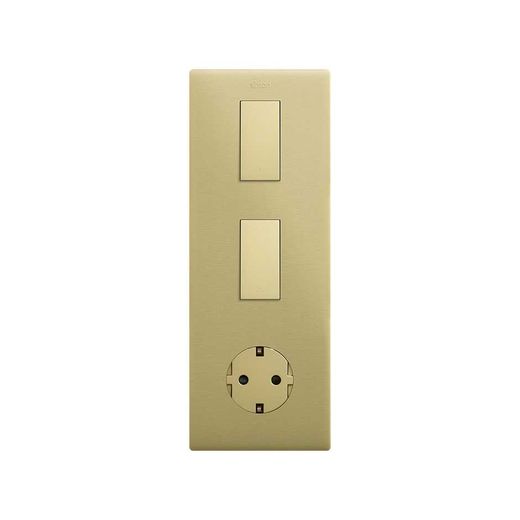 Marco estética mínima vertical para 3 elementos para 1 base de enchufe schuko CLEAN bronce