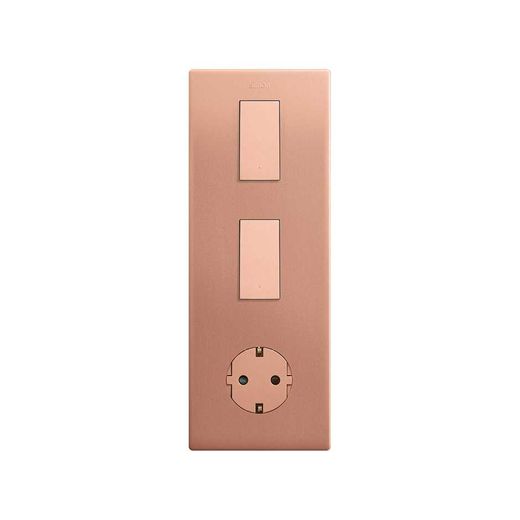 Marco estética mínima vertical para 3 elementos para 1 base de enchufe schuko CLEAN cobre