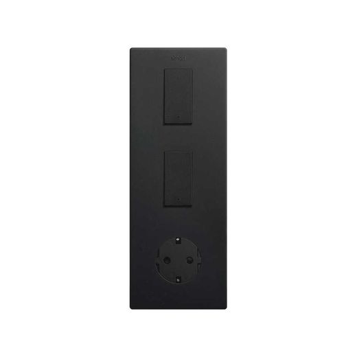 Marco estética mínima vertical para 3 elementos para 1 base de enchufe schuko CLEAN negro mate