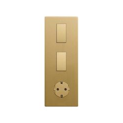 Marco estética mínima vertical para 3 elementos para 1 base de enchufe schuko CLEAN oro