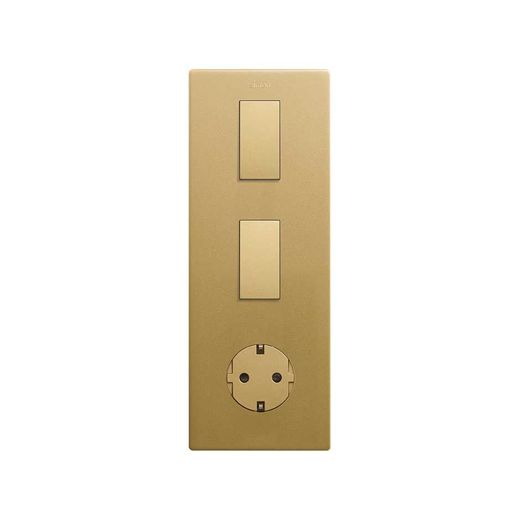 Marco estética mínima vertical para 3 elementos para 1 base de enchufe schuko CLEAN oro