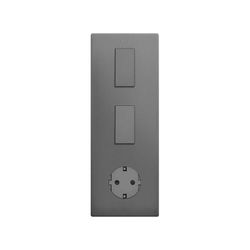 Marco estética mínima vertical para 3 elementos para 1 base de enchufe schuko CLEAN titanio