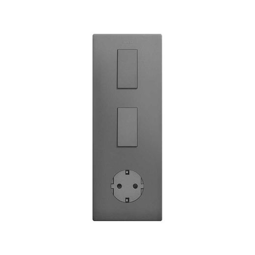 Marco estética mínima vertical para 3 elementos para 1 base de enchufe schuko CLEAN titanio