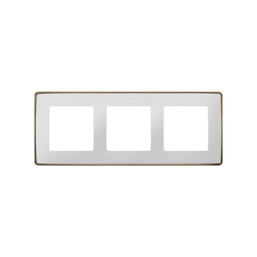 Marco para 3 elementos en color blanco base cobre Simon 82 Detail Select