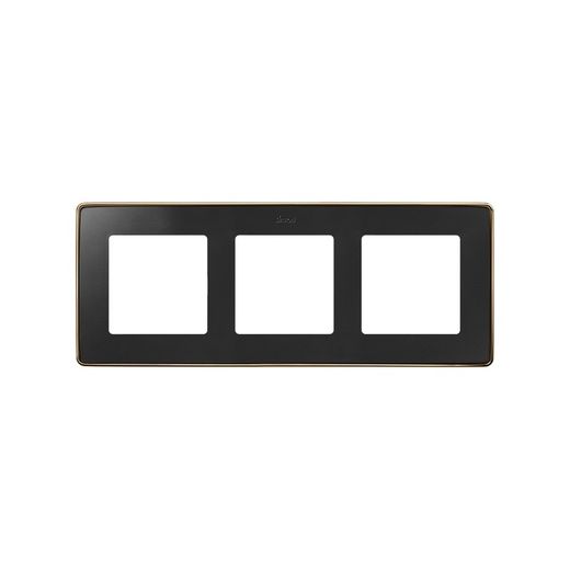 Marco para 3 elementos en color negro mate base cobre Simon 82 Detail Select