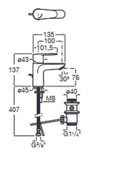 Mezclador monomando para lavabo, modelo Victoria Plus, con cuerpo de latón cromado