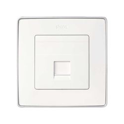 Placa de voz y datos plana con guardapolvo para 1 conector RJ45 AMP®  en color blanco Simon 82