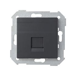 Placa de voz y datos plana con guardapolvo para 1 conector RJ45 AMP® en color grafito Simon 82