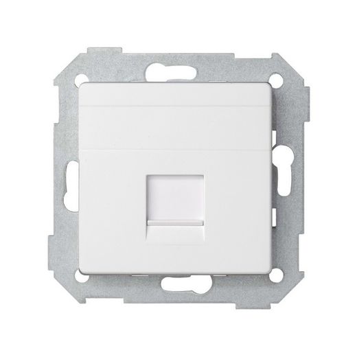 Placa de voz y datos plana con guardapolvo para conector RJ45, en color blanco mate Simon 82 Concept