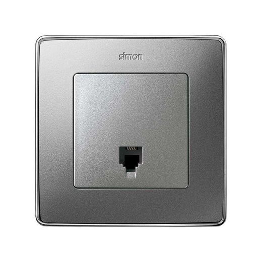 Placa para tomas telefónicas con conectores RJ11 y RJ12 en color aluminio frío Simon 82