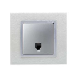 Placa para tomas telefónicas con conectores RJ11 y RJ12 en color aluminio Simon 82