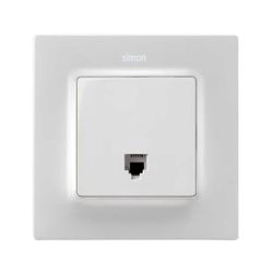 Placa para tomas telefónicas con conectores RJ11 y RJ12 en color blanco mate Simon 82 Concept