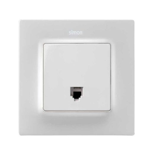 Placa para tomas telefónicas con conectores RJ11 y RJ12 en color blanco mate Simon 82 Concept
