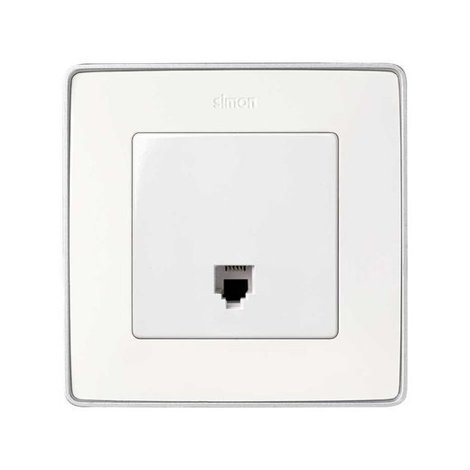 Placa para tomas telefónicas con conectores RJ11 y RJ12 en color blanco Simon 82