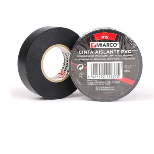 Rollo de cinta aislante Pvc, color negro, 19mm x 25 metros