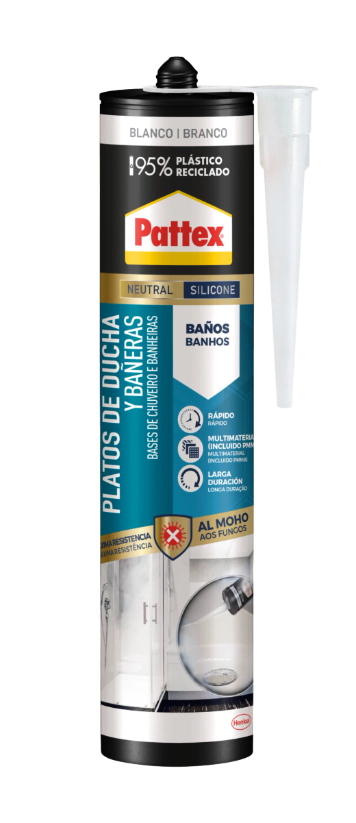 Silicona neutra para platos de ducha y bañeras color blanco