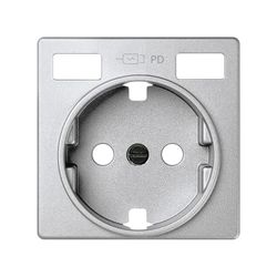 Tapa base enchufe schuko con 2 USB C+C en color aluminio Simon 82