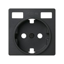 Tapa base enchufe schuko con 2 USB C+C en color grafito Simon 82