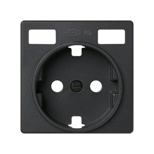Tapa base enchufe schuko con 2 USB C+C en color grafito Simon 82