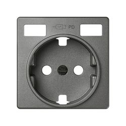 Tapa base enchufe schuko con 2 USB C+C Titanio Simon 82 Concept