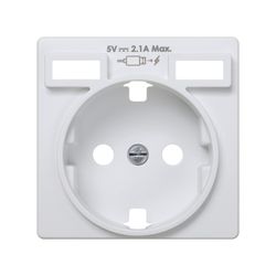 Tapa para la base de enchufe schuko con 2 cargadores USB tipo A 10,5W en color blanco Simon 82
