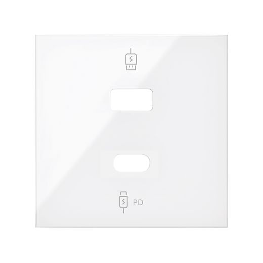 Tapa cargador USB C+A blanco brillo