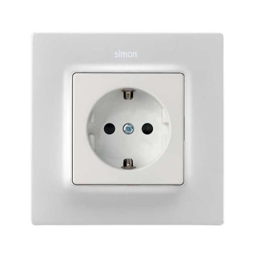 Tapa con dispositivo de seguridad para base de enchufe schuko blanco mate Simon 82 Concept