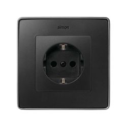 Tapa con dispositivo de seguridad para la base de enchufe schuko en color grafito Simon 82