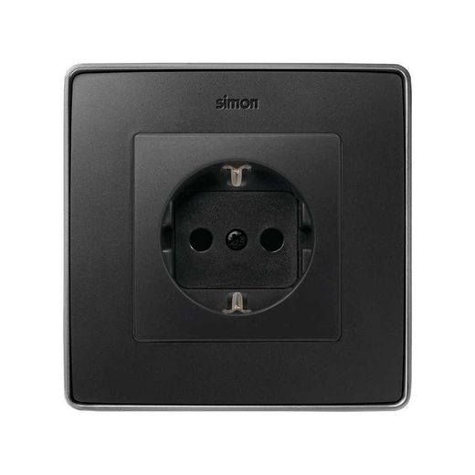 Tapa con dispositivo de seguridad para la base de enchufe schuko en color grafito Simon 82