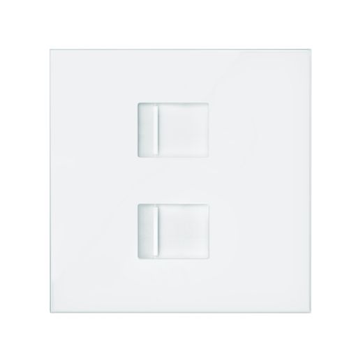 Tapa de voz y datos con guardapolvo para 2 conectores RJ45 blanco mate