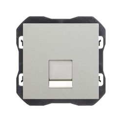 Tapa de voz y datos plana con guardapolvo con 1 conector RJ45 aluminio