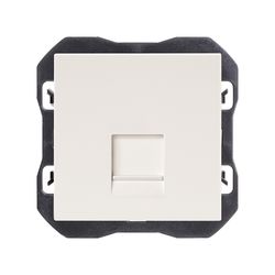 Tapa de voz y datos plana con guardapolvo con 1 conector RJ45 blanco mate