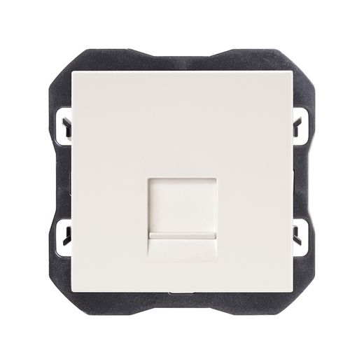Tapa de voz y datos plana con guardapolvo con 1 conector RJ45 blanco mate