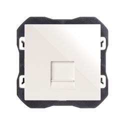 Tapa de voz y datos plana con guardapolvo con 1 conector RJ45 blanco