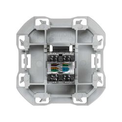 Tapa de voz y datos plana con guardapolvo con 1 conector RJ45 bronce