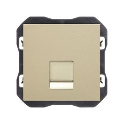 Tapa de voz y datos plana con guardapolvo con 1 conector RJ45 cava