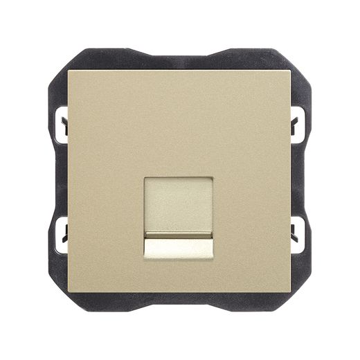 Tapa de voz y datos plana con guardapolvo con 1 conector RJ45 cava