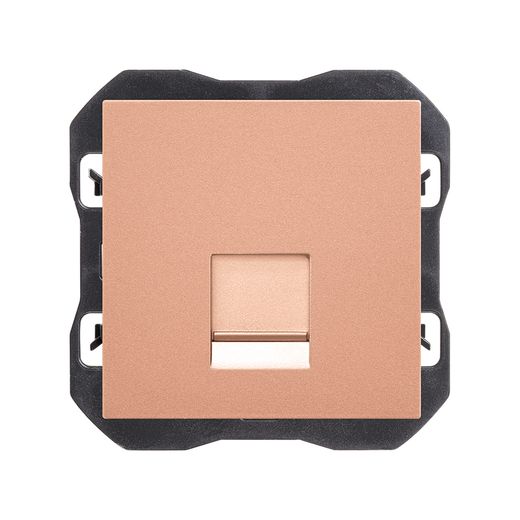 Tapa de voz y datos plana con guardapolvo con 1 conector RJ45 cobre