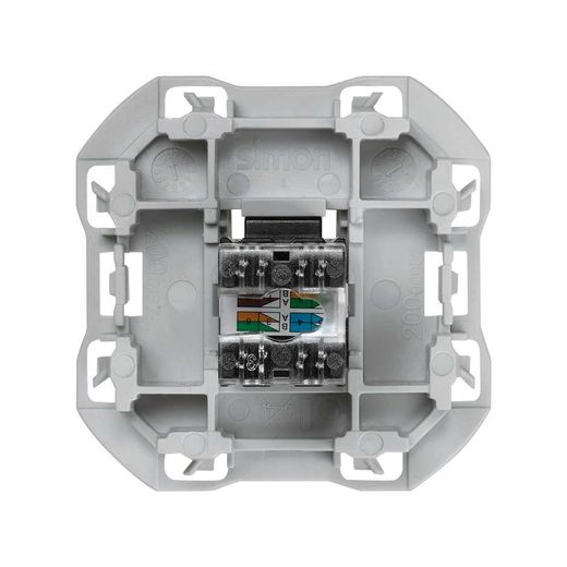 Tapa de voz y datos plana con guardapolvo con 1 conector RJ45 oro