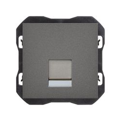 Tapa de voz y datos plana con guardapolvo con 1 conector RJ45 titanio