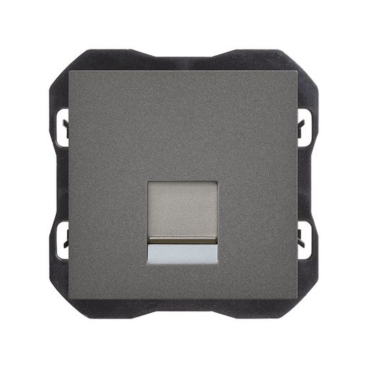 Tapa de voz y datos plana con guardapolvo con 1 conector RJ45 titanio