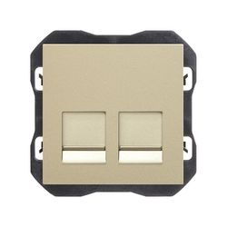 Tapa de voz y datos plana con guardapolvo con 2 conectores RJ45 cava