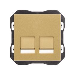 Tapa de voz y datos plana con guardapolvo con 2 conectores RJ45 oro