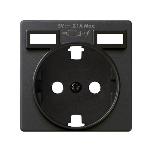 Tapa para la base de enchufe schuko con 2 cargadores USB tipo A 10,5W en color grafito Simon 82