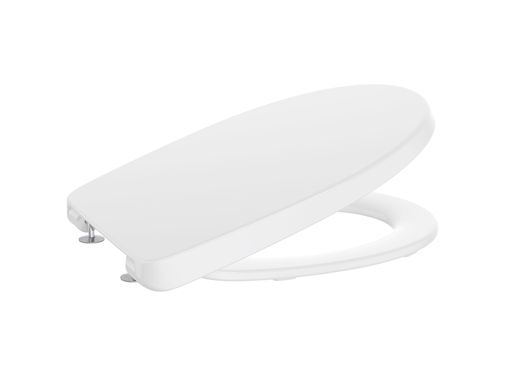 Tapa y asiento de Supralit® para inodoro Victoria en color blanco, con bisagras de acero inoxidable