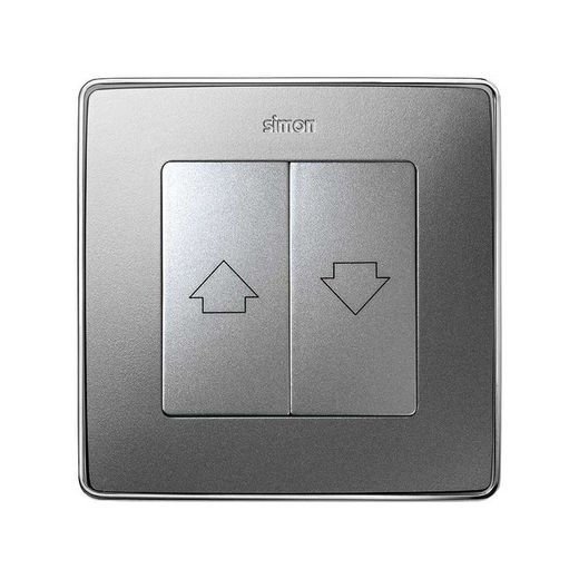 Tecla doble para mecanismo de persianas con enclavamiento de seguridad, en color aluminio frío Simon 82
