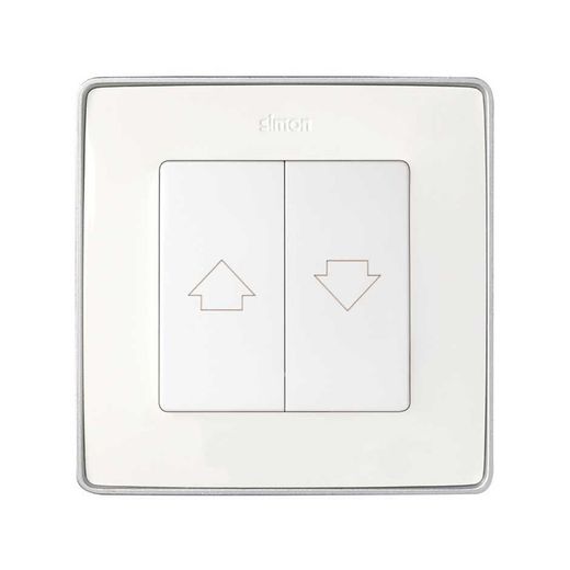Tecla doble para mecanismo de persianas con enclavamiento de seguridad en color blanco Simon 82