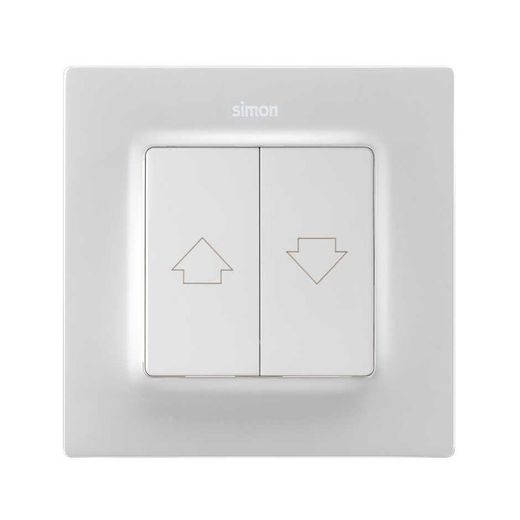 Tecla doble para mecanismos de persianas con enclavamiento de seguridad blanco mate Simon 82 Concept