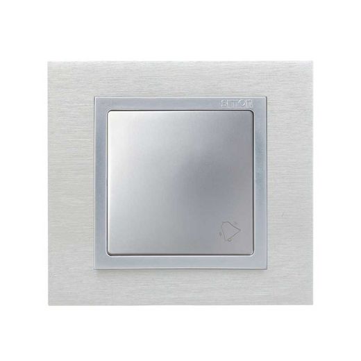 Tecla simple con grabado campana para pulsador en color aluminio Simon 82
