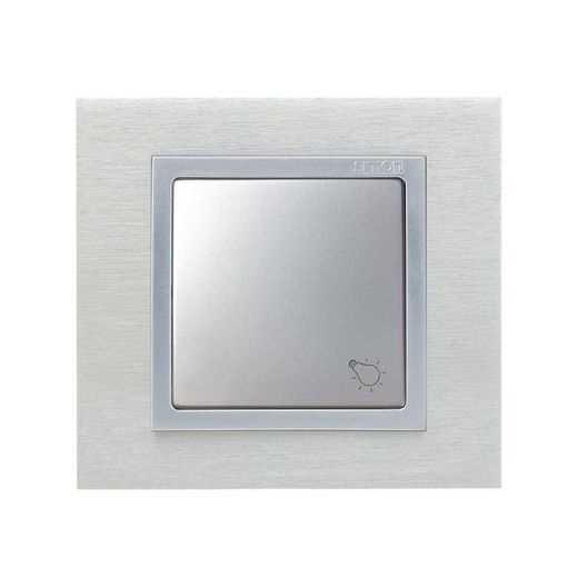 Tecla simple con grabado luz para pulsador en color aluminio Simon 82